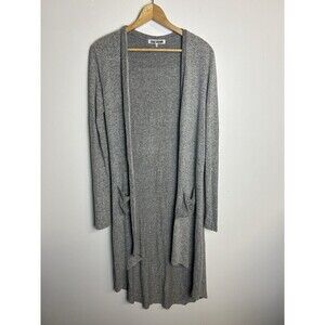 Joah Brown Open Cardigan Sweater Gray OS Minimalist Old Money Luxurious Stretch